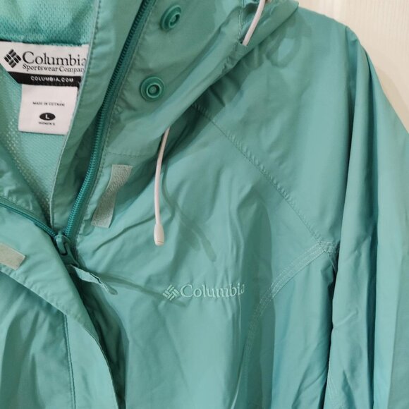 Columbia Women's Omni-Tech Windbreaker Jacket Turquoise Large - Picture 6 of 10